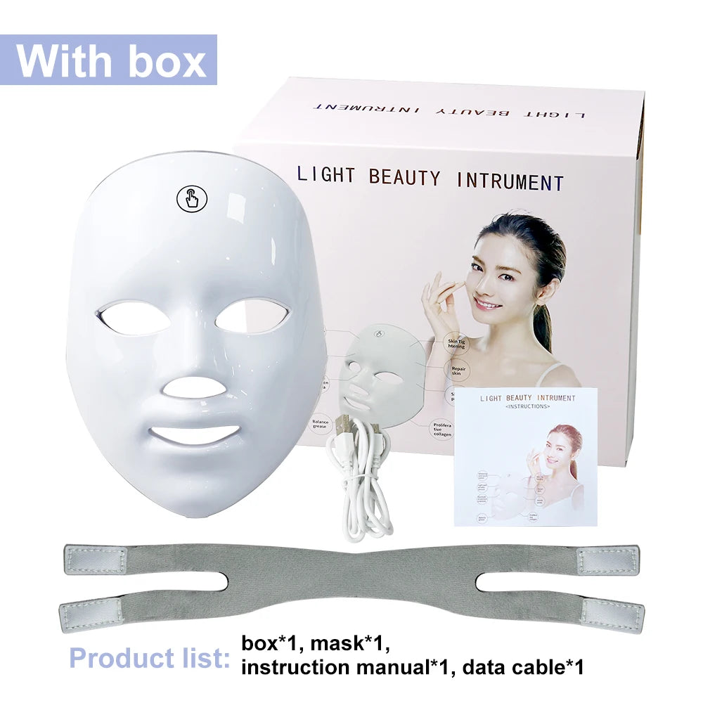 7 Colors Facial LED Mask Photodynamic LED Photon Light Beauty Mask Skin Rejuvenation Home Face Lifting Whitening Beauty Device