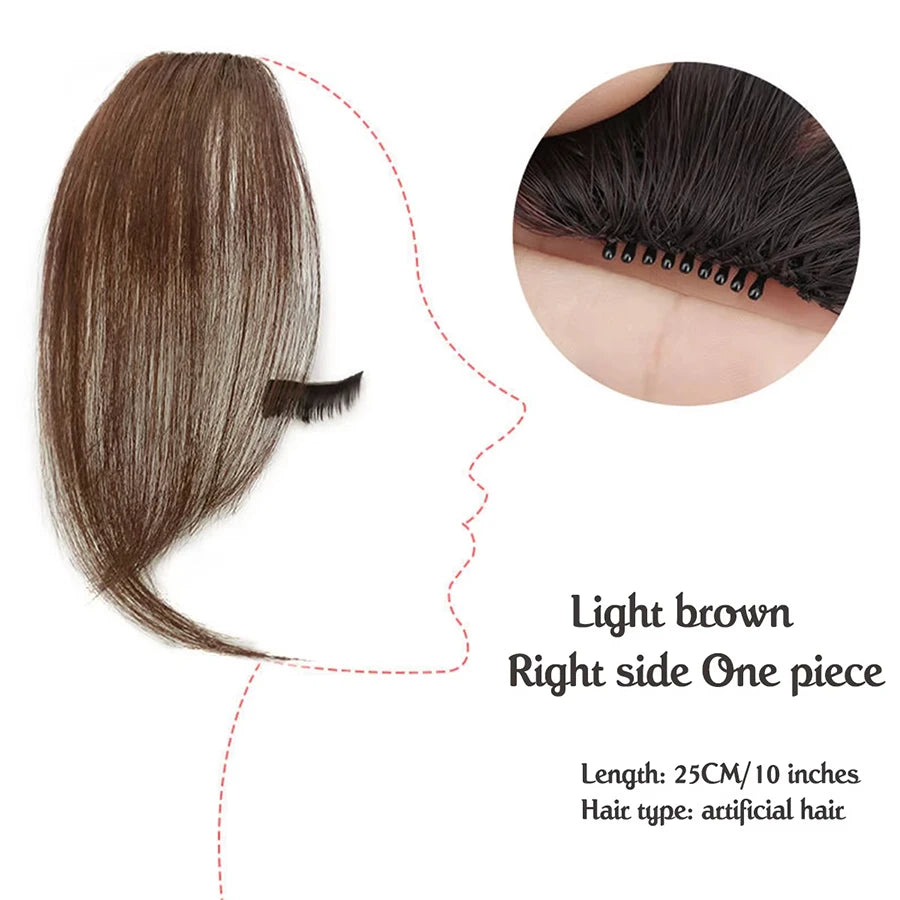 Synthetic False Bangs Hair Extensions Clip In Middle Part French Natural Fake Fringe Hair Piece for Women Side Bangs Fake hair