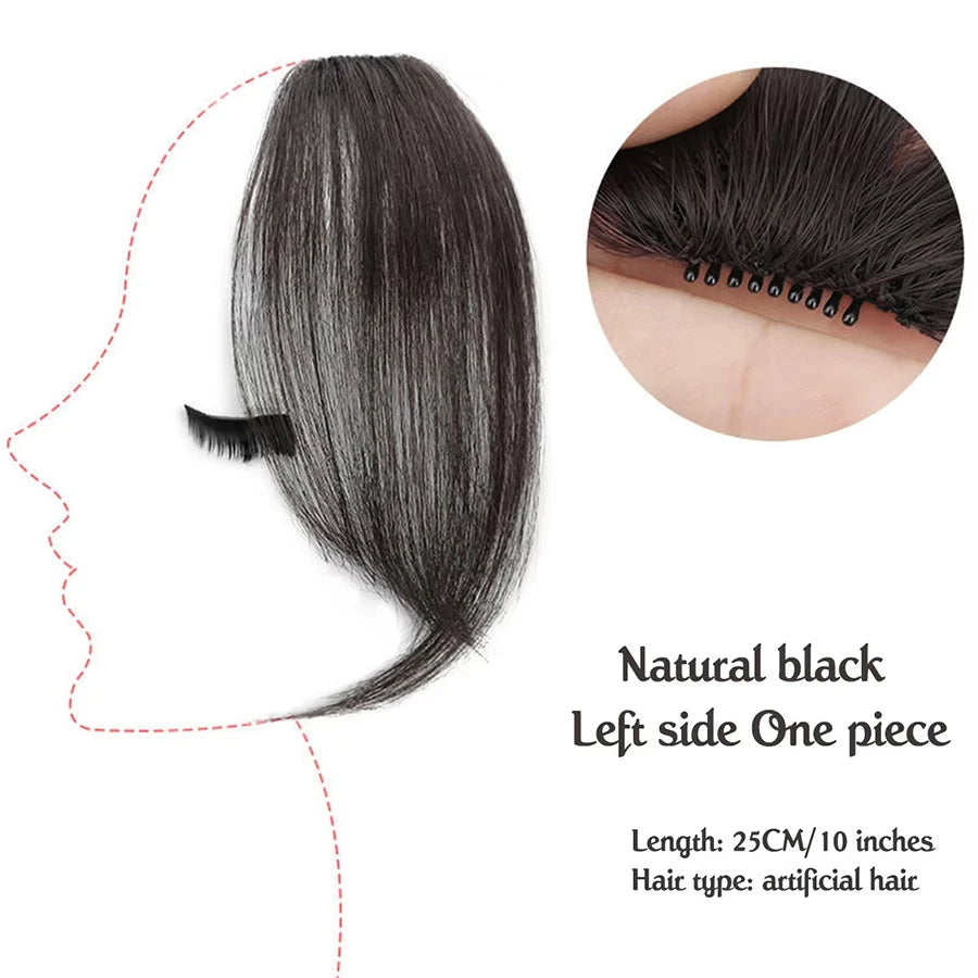 Synthetic False Bangs Hair Extensions Clip In Middle Part French Natural Fake Fringe Hair Piece for Women Side Bangs Fake hair