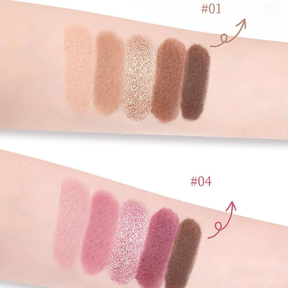 5-Color Love Eye Shadow Palette With Blush & Highlighter - Natural, Long-Lasting Shine Wome Makeup