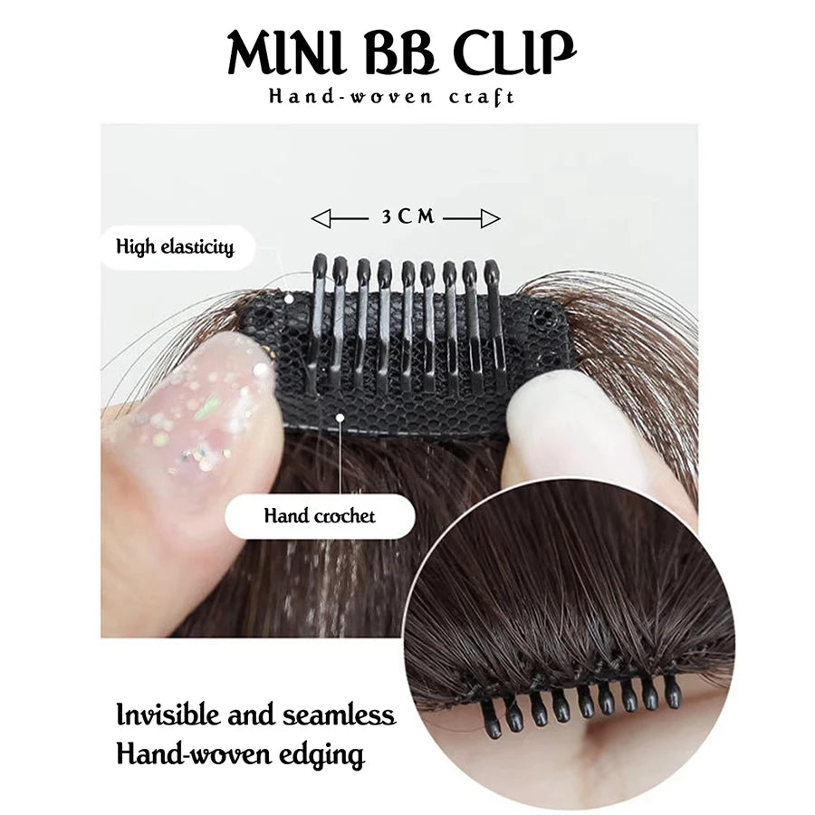 Synthetic False Bangs Hair Extensions Clip In Middle Part French Natural Fake Fringe Hair Piece for Women Side Bangs Fake hair