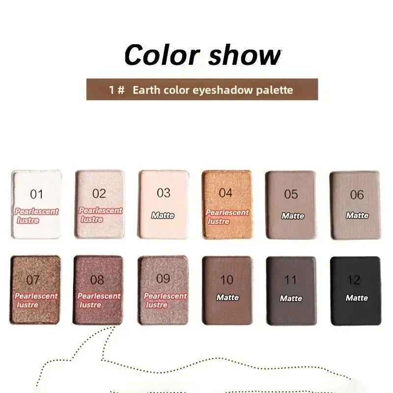 Professional 12 Colors Eyeshadow Palette Natural Shimmer Matte Nudes Cosmetic Eye Makeup Plate for Makeup Artists