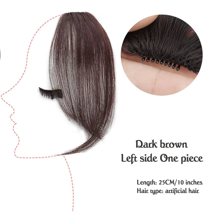 Synthetic False Bangs Hair Extensions Clip In Middle Part French Natural Fake Fringe Hair Piece for Women Side Bangs Fake hair