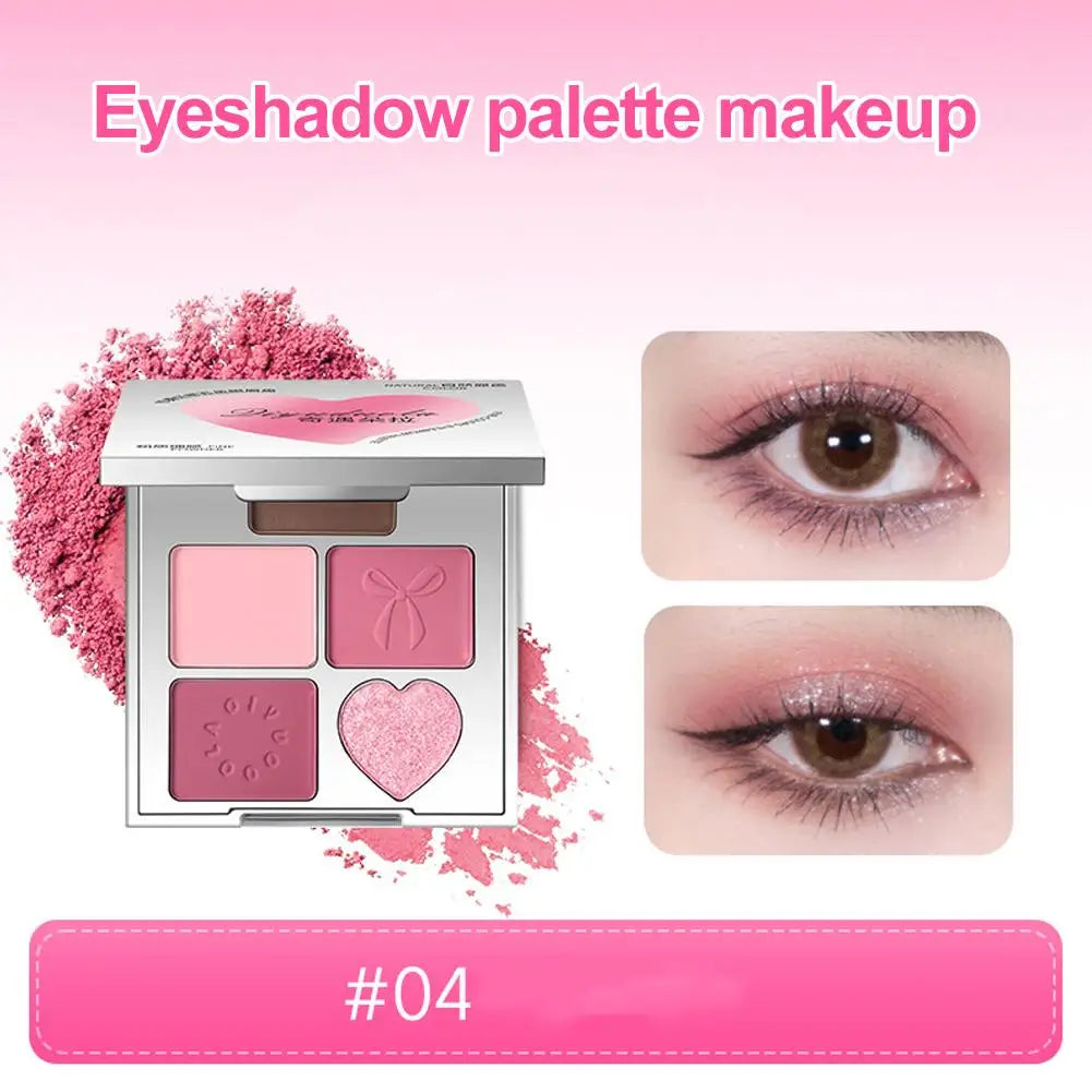 5-Color Love Eye Shadow Palette With Blush & Highlighter - Natural, Long-Lasting Shine Wome Makeup
