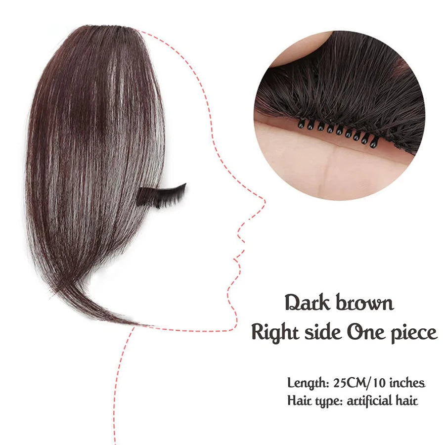 Synthetic False Bangs Hair Extensions Clip In Middle Part French Natural Fake Fringe Hair Piece for Women Side Bangs Fake hair