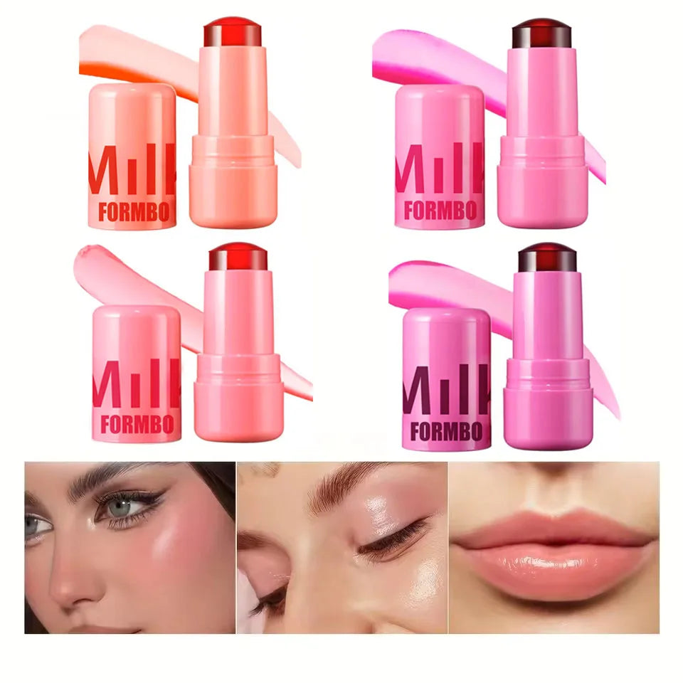 4 Colors Jelly Blush Stick Lip Balm Eyeshadow 3-in-1 Multi-Use Matte Blush Moisturize Brighten Lip Gloss Multi-Use Blush Makeup