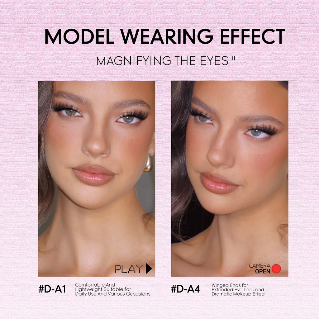 GROINNEYA False Lashes Cat Lashes Fluffy 3D Mink Lashes Wispy Volume Natural Lightweight Invisible Band Reusable Fake Lashes