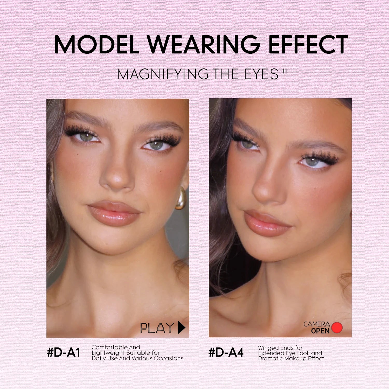 GROINNEYA False Lashes Cat Lashes Fluffy 3D Mink Lashes Wispy Volume Natural Lightweight Invisible Band Reusable Fake Lashes