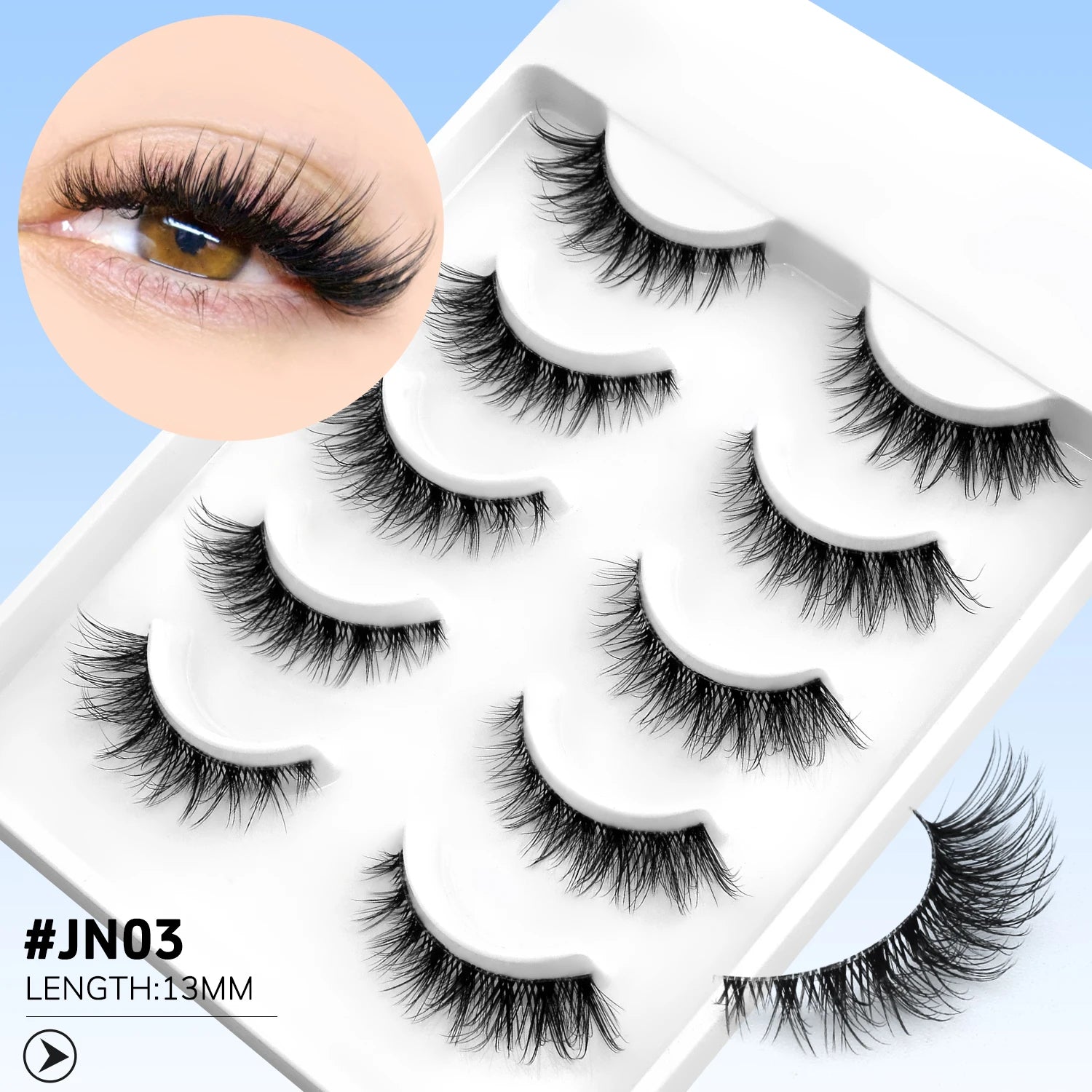 GROINNEYA False Lashes Cat Lashes Fluffy 3D Mink Lashes Wispy Volume Natural Lightweight Invisible Band Reusable Fake Lashes