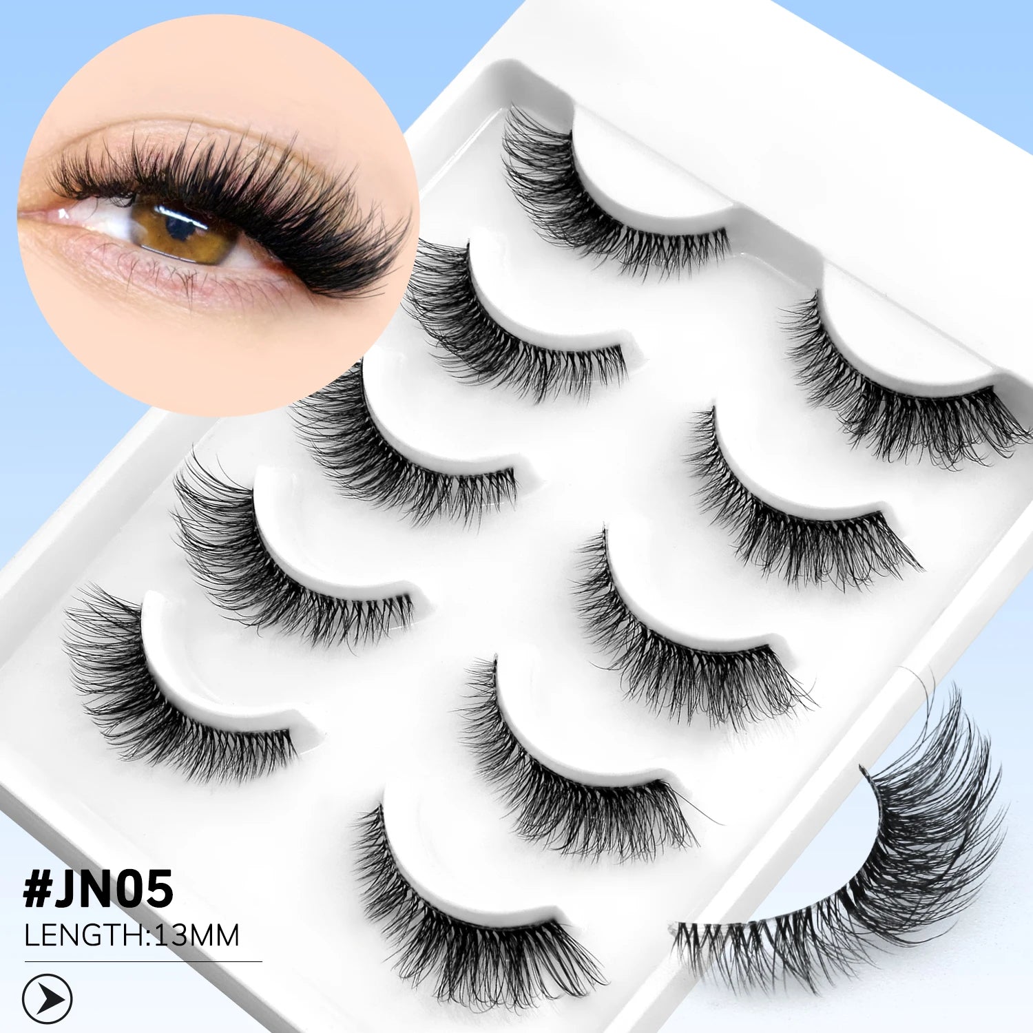 GROINNEYA False Lashes Cat Lashes Fluffy 3D Mink Lashes Wispy Volume Natural Lightweight Invisible Band Reusable Fake Lashes