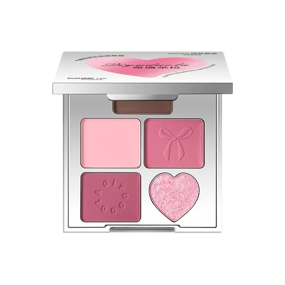 5-Color Love Eye Shadow Palette With Blush & Highlighter - Natural, Long-Lasting Shine Wome Makeup