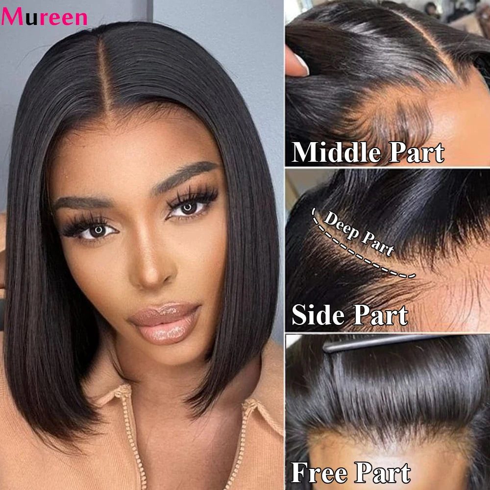250% Density Bob Wig Human Hair 13x4 HD Lace Front Wigs Human Hair Glueless Straight Lace Frontal Human Hair Wigs for Women