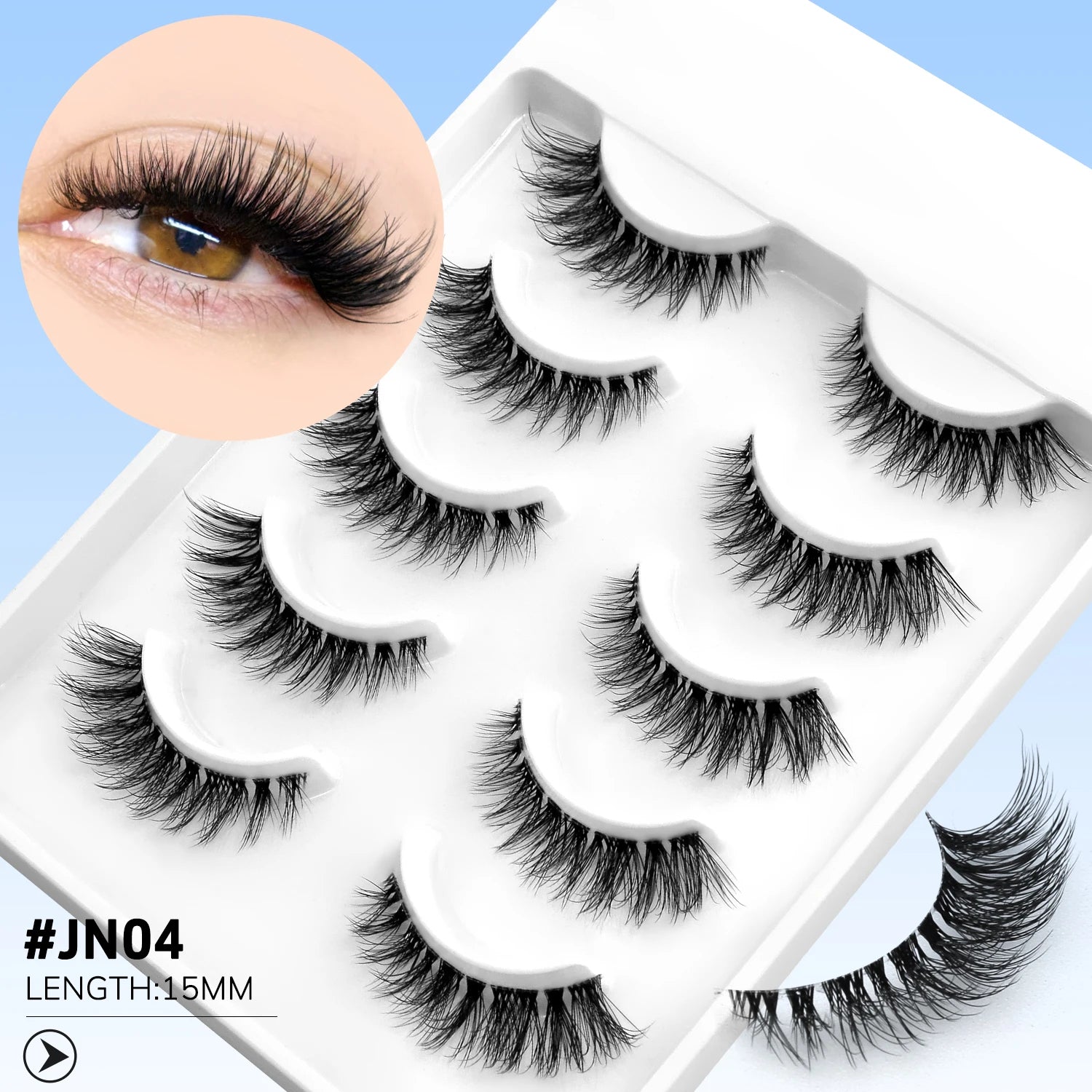 GROINNEYA False Lashes Cat Lashes Fluffy 3D Mink Lashes Wispy Volume Natural Lightweight Invisible Band Reusable Fake Lashes