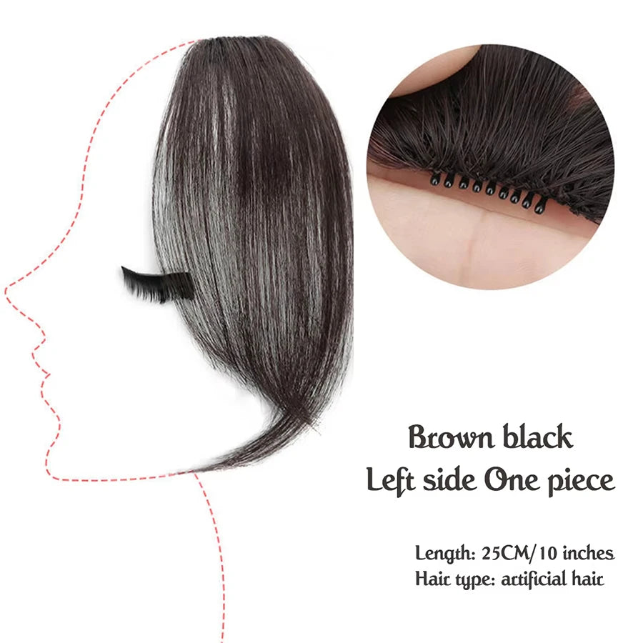 Synthetic False Bangs Hair Extensions Clip In Middle Part French Natural Fake Fringe Hair Piece for Women Side Bangs Fake hair