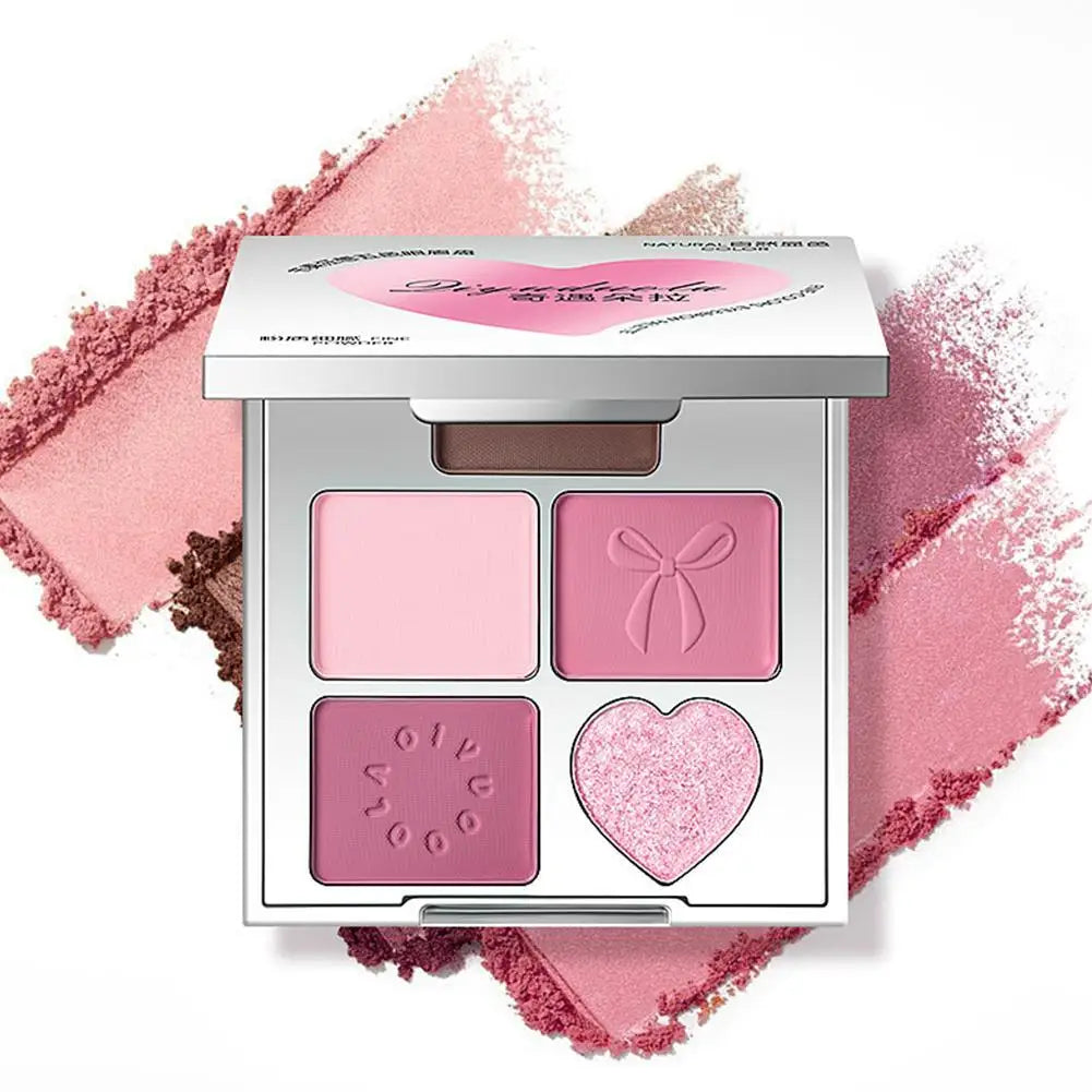 5-Color Love Eye Shadow Palette With Blush & Highlighter - Natural, Long-Lasting Shine Wome Makeup