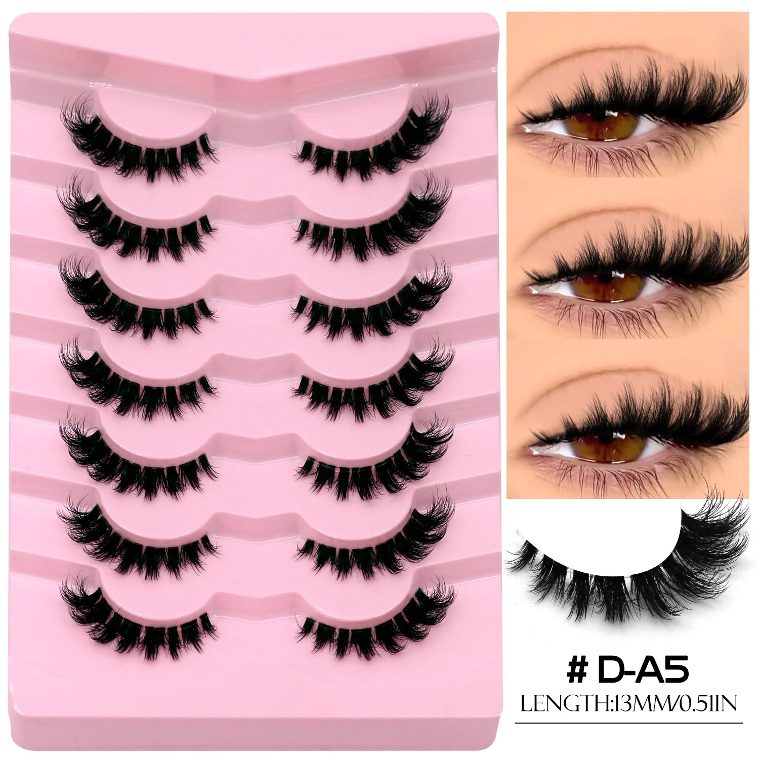 GROINNEYA False Lashes Cat Lashes Fluffy 3D Mink Lashes Wispy Volume Natural Lightweight Invisible Band Reusable Fake Lashes