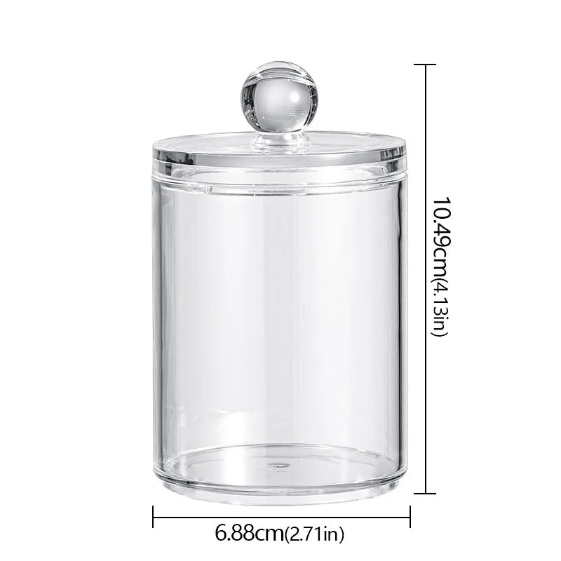 Acrylic Storage Box Cotton Swab Storage Box Bathroom Jar Makeup Jewelry Empty Container With Transparent Lid Jar Home Storage