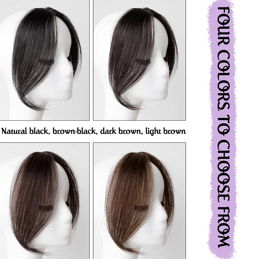 Synthetic False Bangs Hair Extensions Clip In Middle Part French Natural Fake Fringe Hair Piece for Women Side Bangs Fake hair