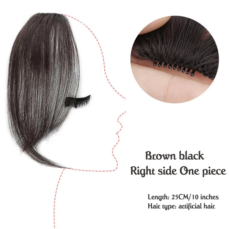 Synthetic False Bangs Hair Extensions Clip In Middle Part French Natural Fake Fringe Hair Piece for Women Side Bangs Fake hair