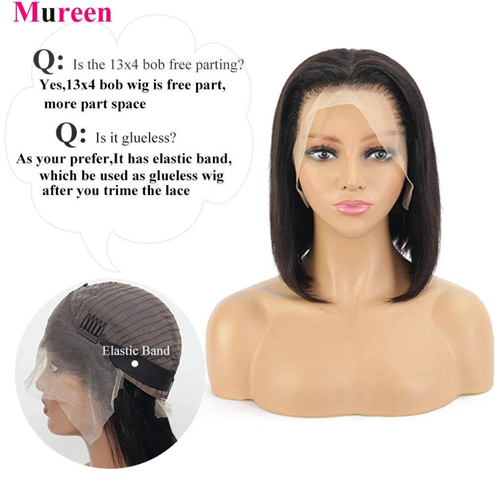 250% Density Bob Wig Human Hair 13x4 HD Lace Front Wigs Human Hair Glueless Straight Lace Frontal Human Hair Wigs for Women