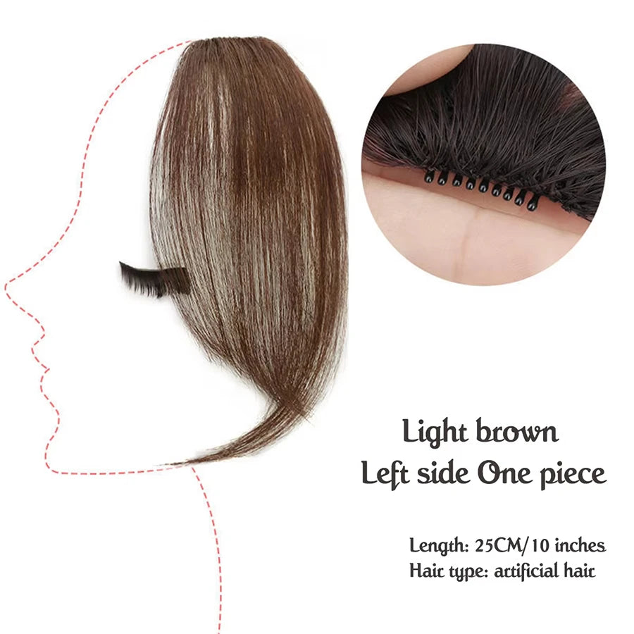 Synthetic False Bangs Hair Extensions Clip In Middle Part French Natural Fake Fringe Hair Piece for Women Side Bangs Fake hair