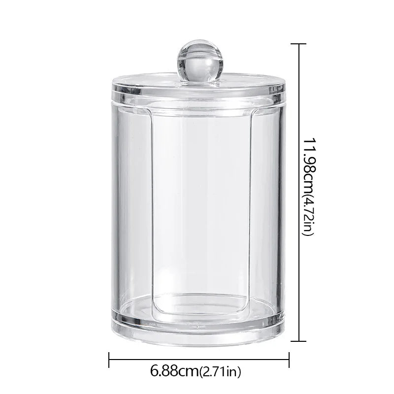 Acrylic Storage Box Cotton Swab Storage Box Bathroom Jar Makeup Jewelry Empty Container With Transparent Lid Jar Home Storage