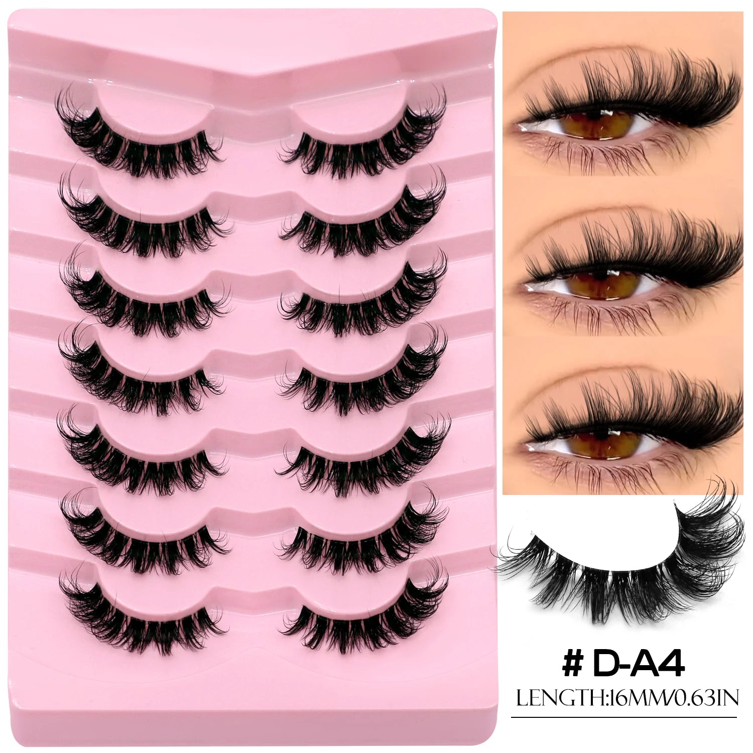 GROINNEYA False Lashes Cat Lashes Fluffy 3D Mink Lashes Wispy Volume Natural Lightweight Invisible Band Reusable Fake Lashes
